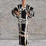 Robe imprimée à manches en V pour femmes