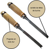 Jeu de ciseaux en bois à lame plate -12pcs