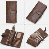 Porte-monnaie Vintage en Cuir Véritable de Grande Capacité RFID
