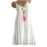 Robe de plage en dentelle sexy de couleur unie