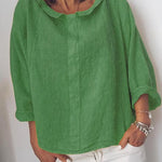 Blouse printanière ample de couleur unie pour femme