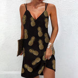 Mini-robe élégante à double bretelles et col en V pour femmes