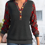 Pull avec Motif en Damier et Boutons