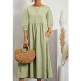 Robe unie en coton et lin