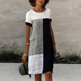 Robe color block à manches courtes et col rond