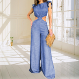 Costume à Manches Volantes de Couleur Unie