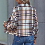 Veste vintage à revers à carreaux