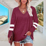 T-shirt Col V Manches Longues Femme Coupe Ample