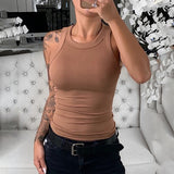 Gilet sans manches à licou uni coupe slim