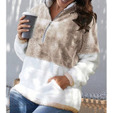 Veste en Peluche Zip Contrastée
