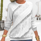 Pull Patch en Dentelle Blanc à Manches Longues