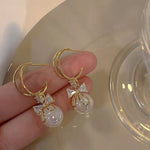 Boucles d'Oreilles de Perles de Cristal de Papillon de Mode
