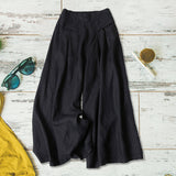 Jambe large décontractée en coton et lin pour femmes