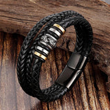 Bracelet en cuir multicouche pour homme