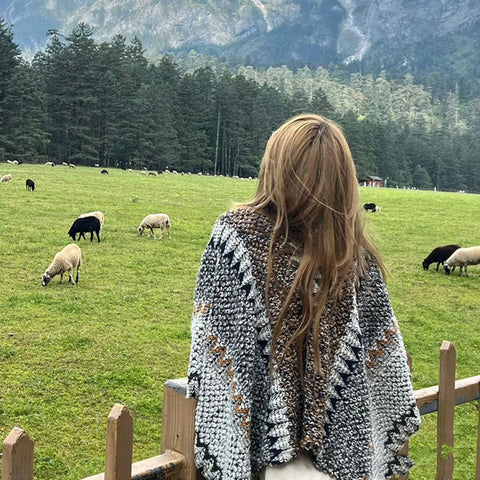 Châle tricoté de style ethnique