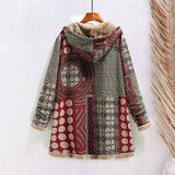 Veste pull à capuche en coton et lin imprimé