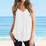 T-shirt débardeur en dentelle unie