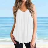 T-shirt débardeur en dentelle unie