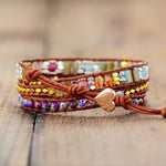 Bracelet enroulé en pierre naturelle fait à la main