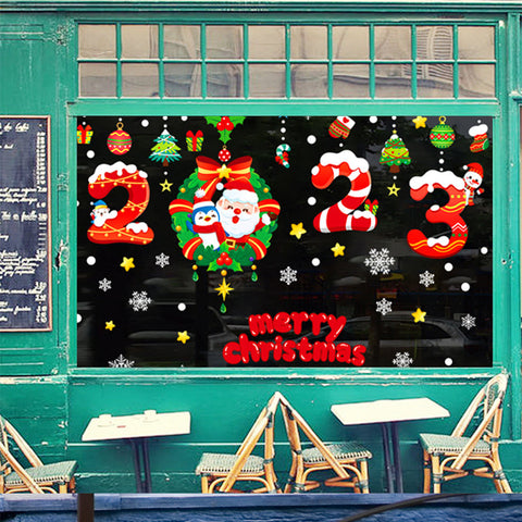 Autocollants de fenêtre de Noël, décoration réutilisable double face