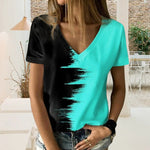 T-shirt à col en V contrasté