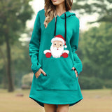 Robe pull à capuche à manches longues avec imprimé de Noël