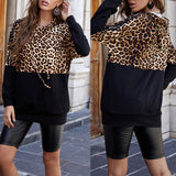 Sweat-shirt à empiècements à imprimé léopard