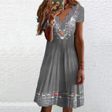 Robe Pastorale Imprimée à Col V Ondulé