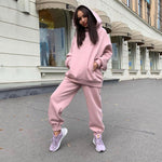 Sweat à capuche décontracté deux pièces de couleur unie