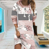 Robe à Imprimé Floral et Manches Longues avec Capuche