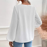 Chemise en mousseline de soie à manches longues de couleur unie