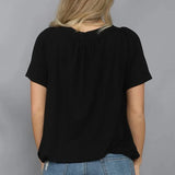 T-shirt à Plis de Couleur Unie