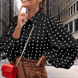 Chemise En Mousseline Á Pois Et Revers