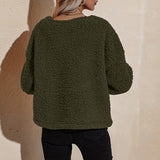 Veste en peluche pour femme avec col en V