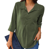 Chemisier en coton et lin de couleur unie