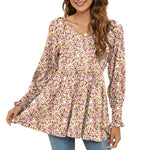 Chemise Á Manches Longues Bouffantes Imprimée