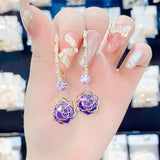 Boucles d'Oreilles Rose Gravée Ajourée