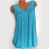 Débardeur d'été sans manches avec col en V et imprimé floral