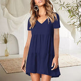 Robe décontractée ample à manches courtes et col en V pour femmes