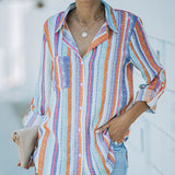 Chemise à Manches Longues et Revers Rayés