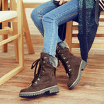 Bottes Mi-Mollet en Daim à Lacets Hiver