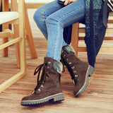Bottes Mi-Mollet en Daim à Lacets Hiver