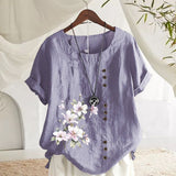 Chemise En Lin Et Coton Á Fleurs