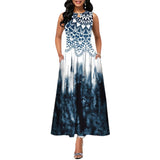 Robe Trapèze Imprimée Sans Manches