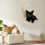 Enseigne en Métal Suspendue Chat Noir Lune