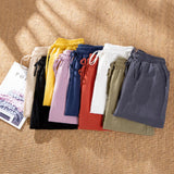 Pantalon Droit Décontracté à Taille Élastique en Coton et Lin pour Femmes