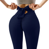 Pantalon d'entraînement de yoga sexy avec nœud papillon et fesse de pêche
