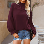 T-shirt ample à manches longues en mousseline de soie pour femme