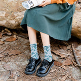 Chaussettes rétro en coton à fleurs