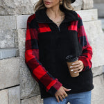 Sweat-shirt à Manches Longues et à Carreaux pour Femmes